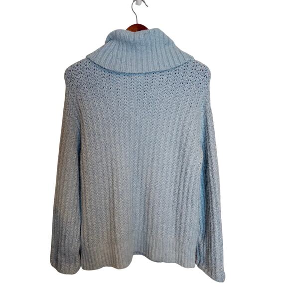 Anthropologie Maeve Light Blue Cowl-Neck Fuzzy Knit Pullover Sweater XS - Picture 5 of 8